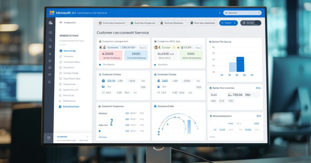 Microsoft Dynamics 365 Customer Service analytics showing customer insights and performance metrics.