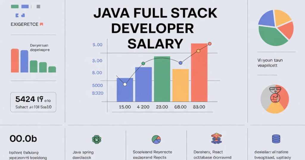 Java Full Stack Developer Salary infographic showing annual earnings across different countries.
