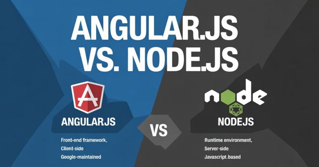 AngularJS vs. NodeJS architecture comparison for frontend and backend workflows.