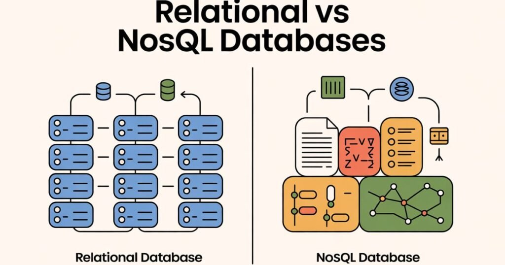 Relational vs NoSQL Databases performance and scalability comparison for modern software development.