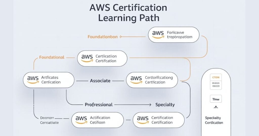 AWS Certifications Path by checkmateittech displaying certification guidance and exam preparation support