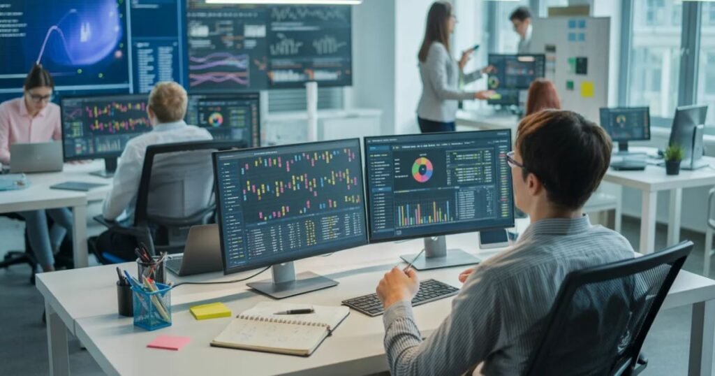 Data Science Internship interns working on real-world datasets during training.