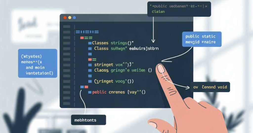 Explain Java code with object-oriented programming concepts