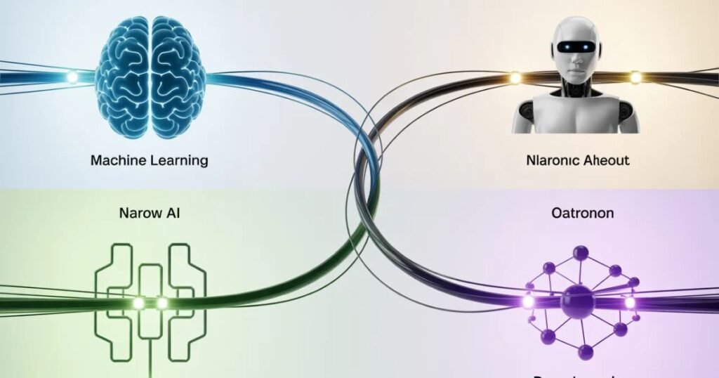 Types of AI displayed in a chart comparing reactive machines, limited memory, and theory of mind systems.
