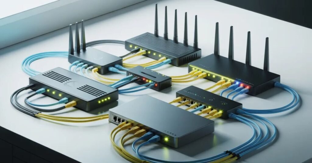 This image highlights the core idea of Networking Fundamentals, showing how devices communicate and share information across a network.