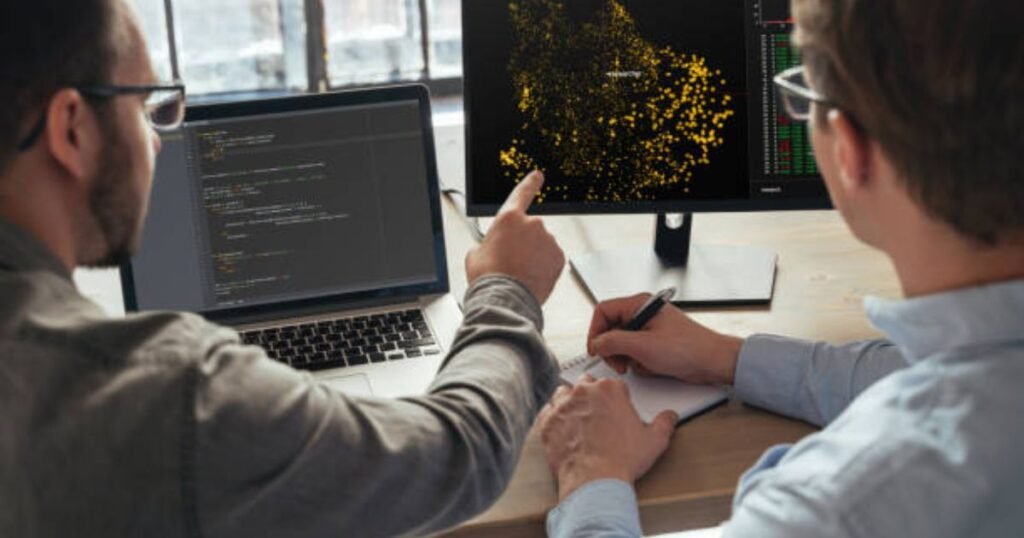 Data scientist building a career in data science while working on a laptop